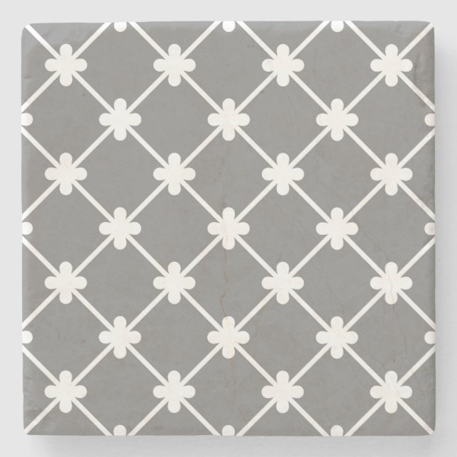 Dessous-de-verre En Pierre Motif géométrique gris blanc (Devant)