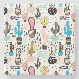 Dessous-de-verre En Pierre Motif géométrique moderne de Cactus