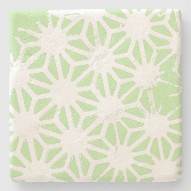 Dessous-de-verre En Pierre Motif géométrique vert pomme (Devant)