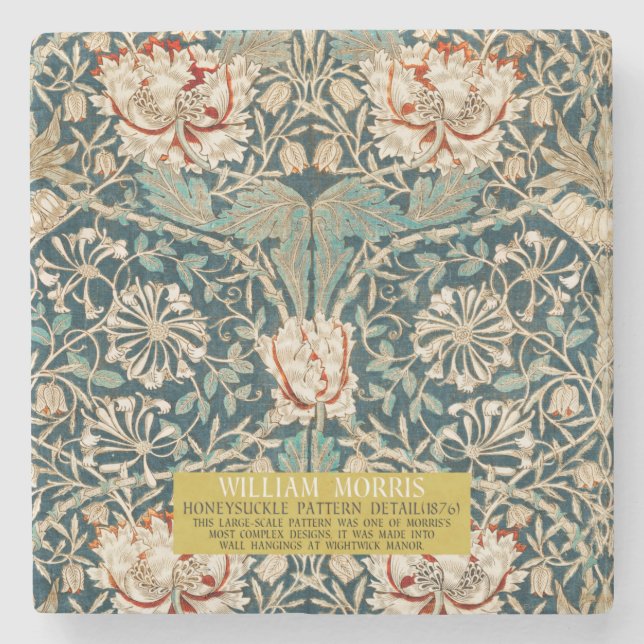 Dessous-de-verre En Pierre Motif Honeysuckle - Design de William Morris (Devant)