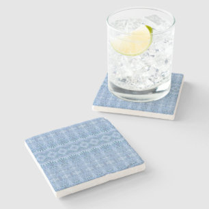 Dessous-de-verre En Pierre Motif Ikat bleu