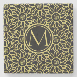 Dessous-de-verre En Pierre Motif jaune de tournesol d'Arylide décoré d'un