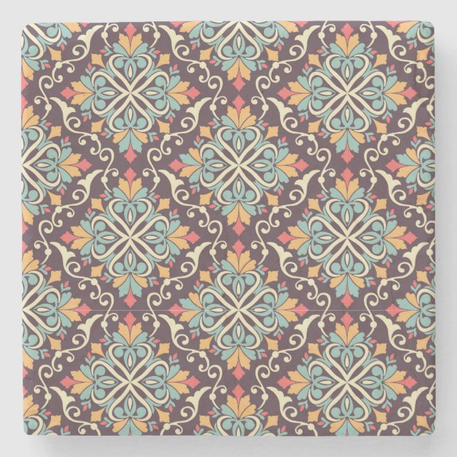 Dessous-de-verre En Pierre Motif marocain en carreaux (Devant)