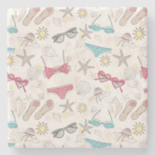 Dessous-de-verre En Pierre Motif mignon d'abrégé sur été