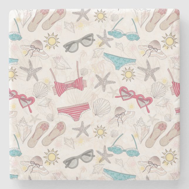 Dessous-de-verre En Pierre Motif mignon d'abrégé sur été (Devant)