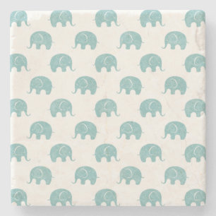 Dessous-de-verre En Pierre Motif mignon turquoise d'éléphant
