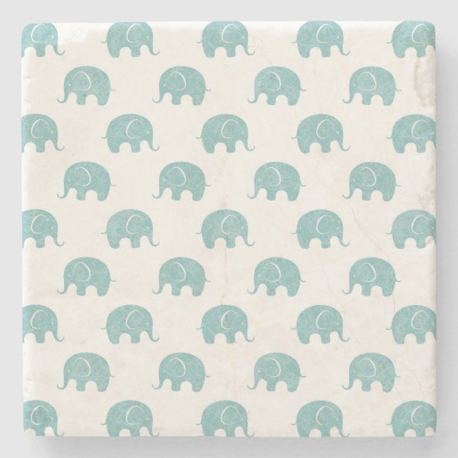 Dessous-de-verre En Pierre Motif mignon turquoise d'éléphant (Devant)