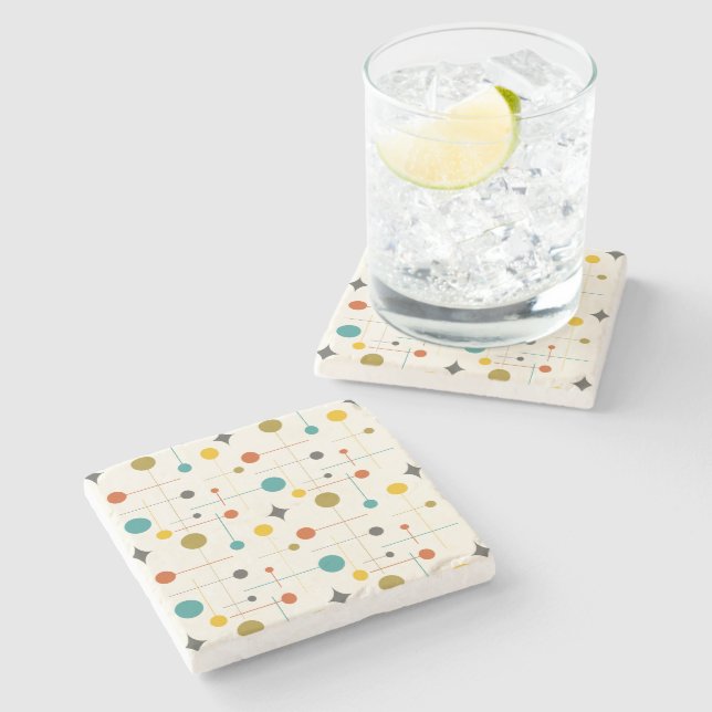 Dessous-de-verre En Pierre Motif moderne du milieu du siècle (Côté)