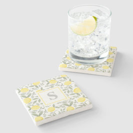 Dessous-de-verre En Pierre Motif Monogram Lemon