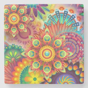 Dessous-de-verre En Pierre Motif multicolore Art Déco