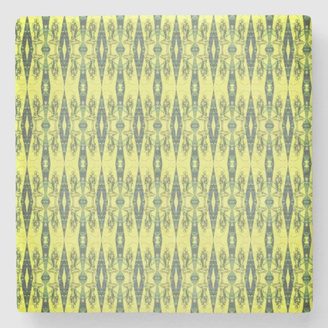Dessous-de-verre En Pierre Motif noir et jaune (Devant)