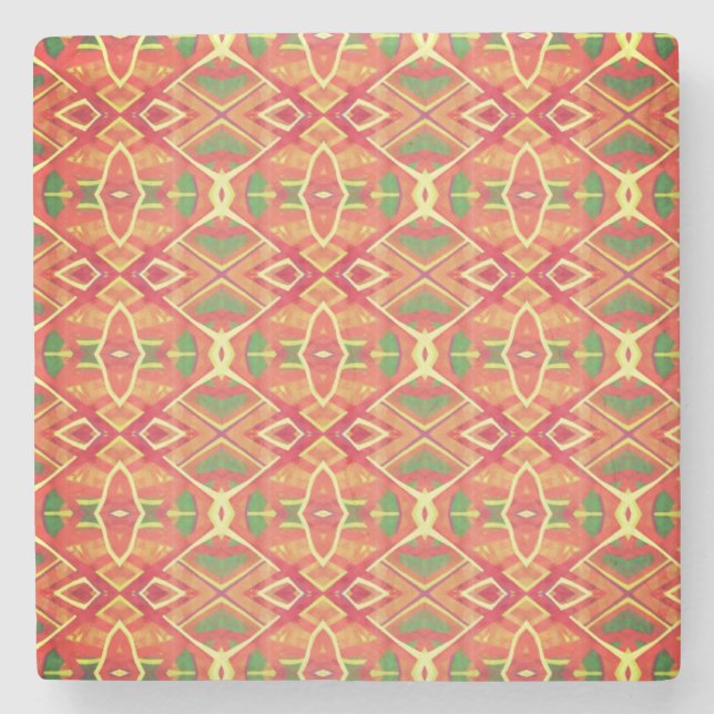 Dessous-de-verre En Pierre Motif orange et vert (Devant)