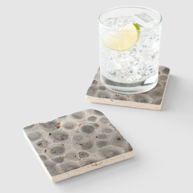 Dessous-de-verre En Pierre Motif Petoskey Stone (Côté)