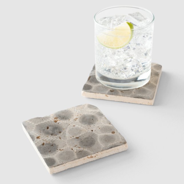 Dessous-de-verre En Pierre Motif Petoskey Stone (Côté)