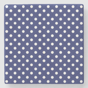 Dessous-de-verre En Pierre Motif Pois Blanc Bleu marine