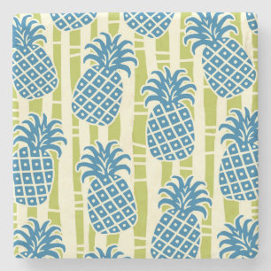 Dessous-de-verre En Pierre Motif rayures bambou ananas Tiki