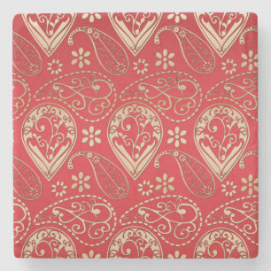 Dessous-de-verre En Pierre Motif Red Gold Paisley Bandana