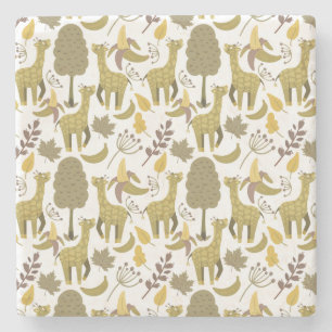 Dessous-de-verre En Pierre Motif sans couture Giraffe jaune blanc arrière - p