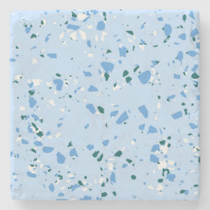 Dessous-de-verre En Pierre Motif Terrazzo Bleu