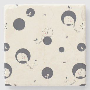 Dessous-de-verre En Pierre Motif timide d'éléphant