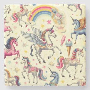 Dessous-de-verre En Pierre Motif vintage Cute Unicorn