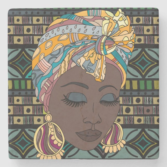Dessous-de-verre En Pierre Motifs africains de folklore de dessous de verre (Devant)