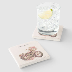 Dessous-de-verre En Pierre Motocyclette florale rose