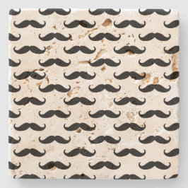 Dessous-de-verre En Pierre Moustache noire et blanche