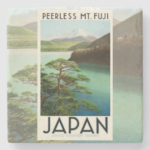 Dessous-de-verre En Pierre Mt Fuji Japon affiche Voyage Art Vintage