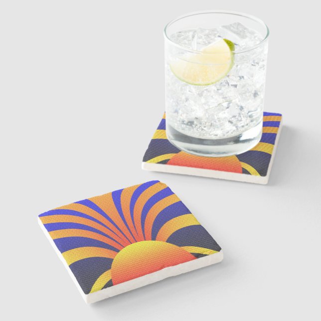 Dessous-de-verre En Pierre Mur du coucher du soleil (Côté)