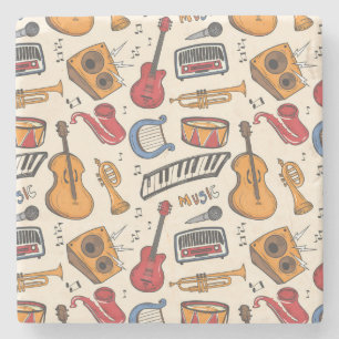 Dessous-de-verre En Pierre Musique cool Thématique Piano Drums Guitare Violon