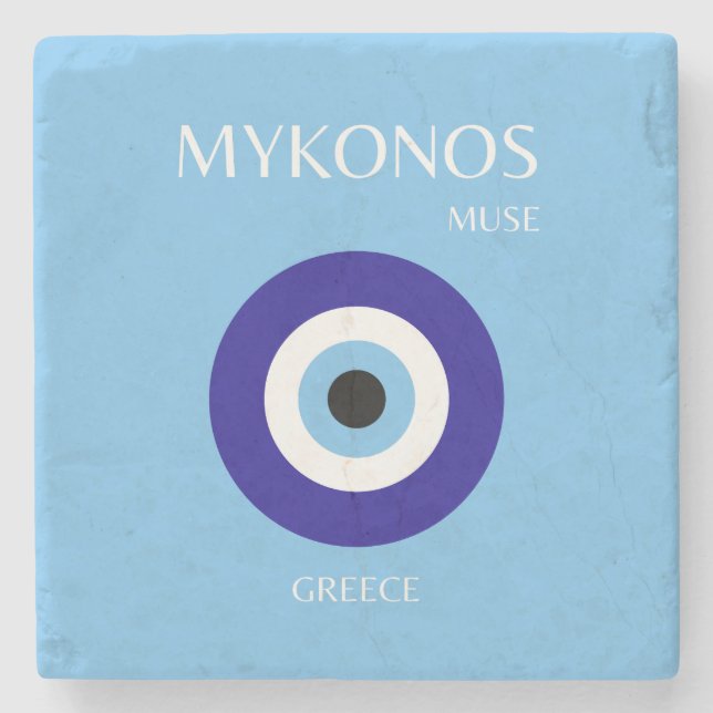 Dessous-de-verre En Pierre Mykonos Muse, Bleu (Devant)