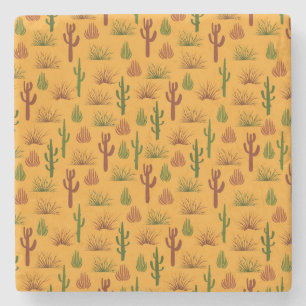 Dessous-de-verre En Pierre Nature sauvage Cactus Bushes Motif