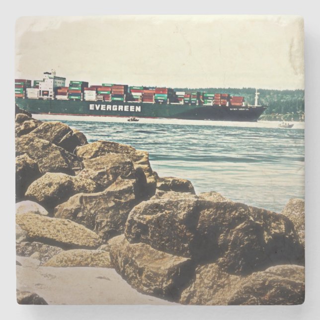 Dessous-de-verre En Pierre Navire cargo du Puget Sound (Devant)