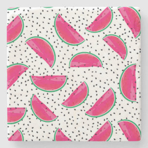 Dessous-de-verre En Pierre Neon Watermelon sur Seeds Motif