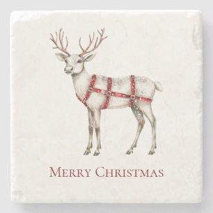 Dessous-de-verre En Pierre Noel Blanc Peppermenthe Cerf