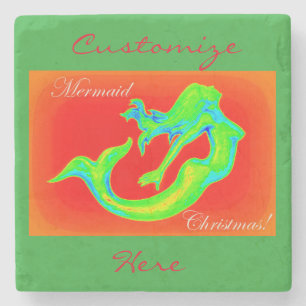 Dessous-de-verre En Pierre Noël de sirène rouge/vert