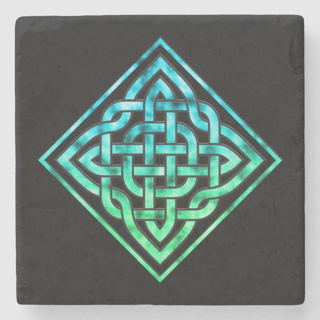 Dessous-de-verre En Pierre Noeud celtique - Bleu diamant Vert (Devant)