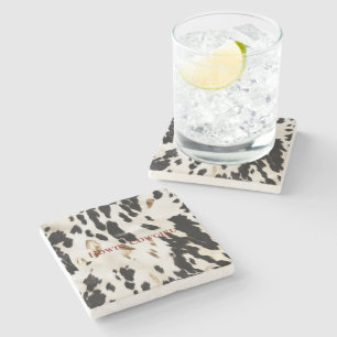 Dessous-de-verre En Pierre Noir Blanc Or Sud-Ouest Cowgirl Cowhire