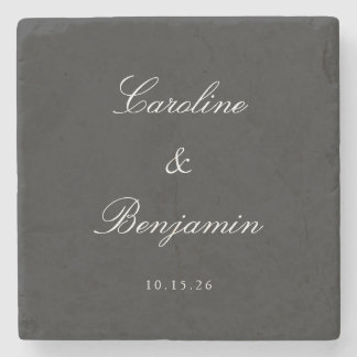 Dessous-de-verre En Pierre Noir classique Script élégant Mariage Nom personna