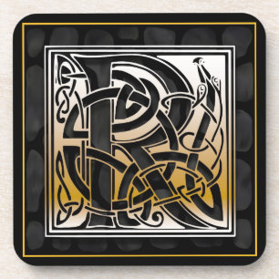 Dessous de verre en pierre noirs celtiques de