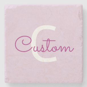 Dessous-de-verre En Pierre Nom de script & monogramme Magenta & Violet clai