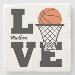 Dessous-de-verre En Pierre Nom personnalisé Basketball Love