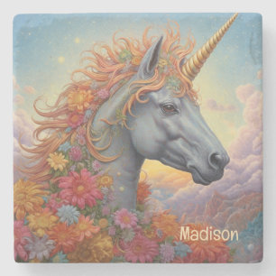 Dessous-de-verre En Pierre Nom personnalisé belle licorne
