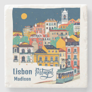 Dessous-de-verre En Pierre Nom personnalisé Lisbonne Portugal
