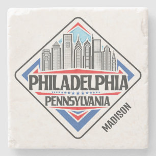 Dessous-de-verre En Pierre Nom personnalisé Philadelphia Pennsylvanie