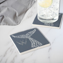 Dessous-de-verre En Pierre Nom personnel Nautical Whale Tail Art