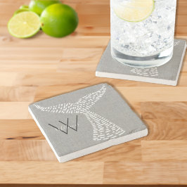 Dessous-de-verre En Pierre Nom personnel Nautical Whale Tail Art