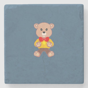 Dessous-de-verre En Pierre Nounours en peluche sur fond bleu