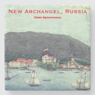 Dessous-de-verre En Pierre Nouveau Archange, Russie (Sitka) Peinture